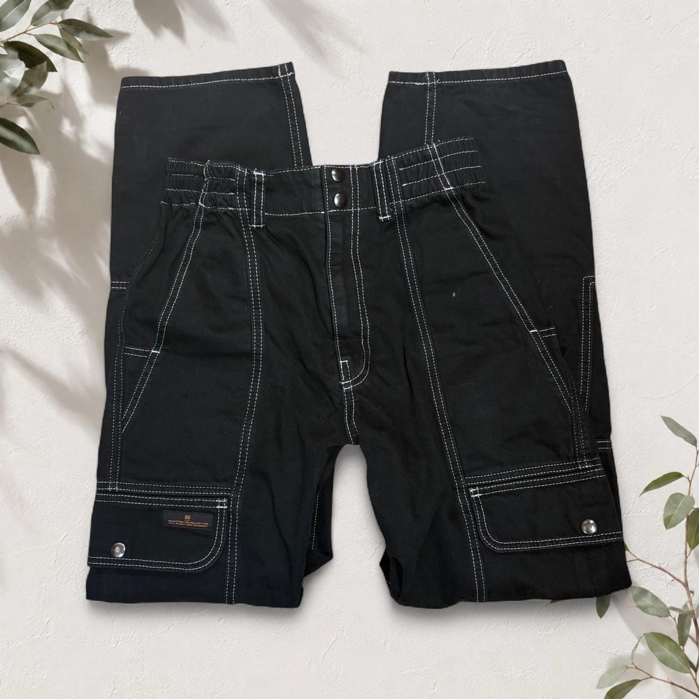 BDG Urban Outfitters Black Contrast Stitch Cargo Relaxed Skate Jeans W27 Y2K